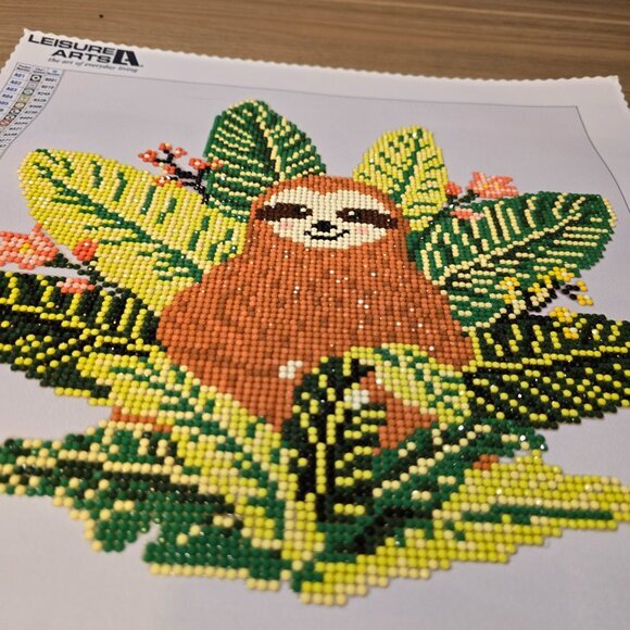 Completed Sloth Diamond Dotz art 12" x 12" FUN! - Picture 3 of 6